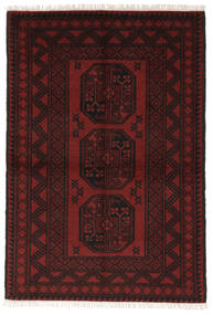  Afghan Fine Vloerkleed 98X145 Wol Zwart/Donkerrood Klein Carpetvista
