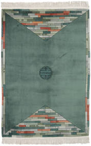 137X198 絨毯 オリエンタル 中国 90 Line ダークグリーン/グリーン (ウール, 中国) Carpetvista
