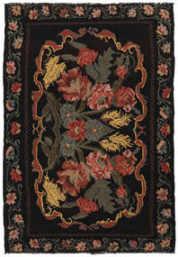 186X270 Rose Kelim Moldavia Rug Oriental Black/Dark Red (Wool, Moldova) Carpetvista