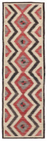 絨毯 キリム モダン 93X299 廊下 カーペット 茶色/ブラック (ウール, アフガニスタン)
