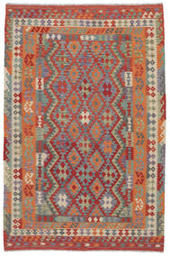 203X302 Kelim Afghan Old Style Matot Matto Itämainen Tummanpunainen/Tummanharmaa (Villa, Afganistan) Carpetvista