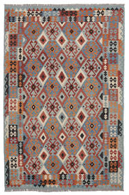 Kelim Afghan Old Style Matot Matto 202X300 Tummanharmaa/Tummanpunainen Villa, Afganistan Carpetvista