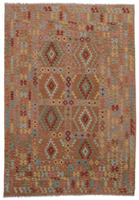 Tapete Oriental Kilim Afegão Old Style 211X298 Castanho/Vermelho Escuro (Lã, Afeganistão)