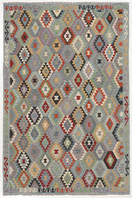  Kelim Afghan Old Style Matot 198X293 Tummanharmaa/Tummanvihreä Carpetvista