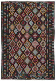  Kilim Afghan Old Style Rug 207X299 Wool Black/Brown Carpetvista