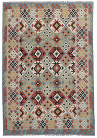 206X294 Kelim Afghan Old Style Teppe Orientalsk Mørk Rød/Grønn (Ull, Afghanistan) Carpetvista