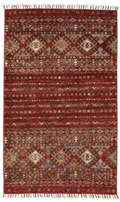 絨毯 Shabargan 85X147 ダークレッド/ブラック (ウール, アフガニスタン)
