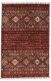 絨毯 Shabargan 85X134 ダークレッド/ブラック (ウール, アフガニスタン)
