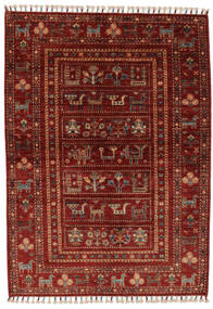 103X152 Shabargan Teppich Moderner Dunkelrot/Schwarz (Wolle, Afghanistan) Carpetvista