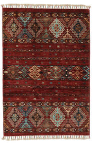 絨毯 Shabargan 84X125 ブラック/ダークレッド (ウール, アフガニスタン)