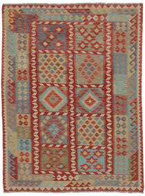 Kelim Afghan Old Style Matot Matto 150X200 Ruskea/Tummanpunainen Villa, Afganistan Carpetvista