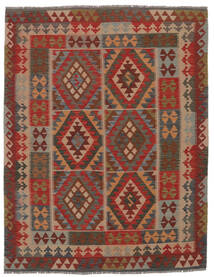  160X206 Kelim Afghan Old Style Matot Matto Ruskea/Tummanpunainen Afganistan Carpetvista