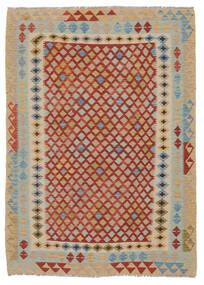  Kelim Afghan Old Style Matot 142X205 Ruskea/Tummanpunainen Carpetvista