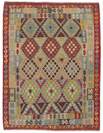  Kelim Afghan Old Style Matot 156X200 Ruskea/Tummanpunainen Carpetvista