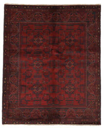 152X188 Tappeto Orientale Afghan Khal Mohammadi Nero/Rosso Scuro (Lana, Afghanistan) Carpetvista