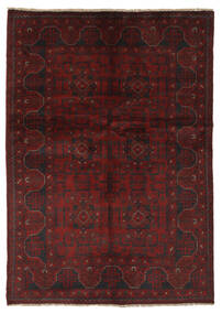 132X188 絨毯 アフガン Khal Mohammadi オリエンタル ブラック/ダークレッド (ウール, アフガニスタン) Carpetvista