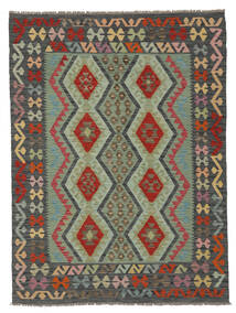 Kelim Afghan Old Style Vloerkleed 149X196 Groen/Zwart Wol, Afghanistan Carpetvista