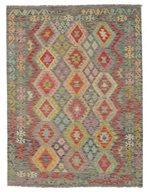  151X202 Kelim Afghan Old Style Matot Matto Tummankeltainen/Ruskea Afganistan Carpetvista