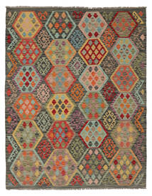 Kelim Afghan Old Style Matta 160X204 Brun/Svart Ull, Afghanistan Carpetvista