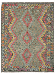  153X199 Kelim Afghan Old Style Matot Matto Tummanvihreä/Ruskea Afganistan Carpetvista