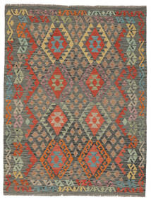  152X200 Kelim Afghan Old Style Matot Matto Ruskea/Tummankeltainen Afganistan Carpetvista