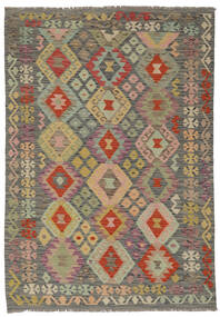  150X211 Kelim Afghan Old Style Vloerkleed Bruin/Donker Geel Afghanistan Carpetvista