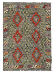 106X144 Tapis D'orient Kilim Afghan Old Style Jaune Foncé/Noir (Laine, Afghanistan) Carpetvista