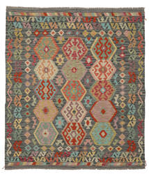 169X191 Alfombra Kilim Afghan Old Style Oriental Marrón/Amarillo Oscuro (Lana, Afganistán) Carpetvista