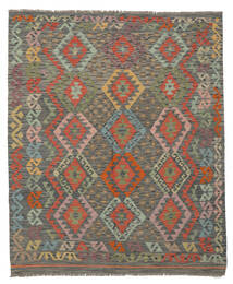 Kilim Afghan Old Style Rug 162X193 Brown/Dark Green Wool, Afghanistan Carpetvista