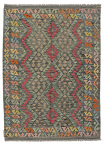  Orientalisk Kelim Afghan Old Style Matta 129X179 Mörkgrön/Brun Ull, Afghanistan Carpetvista