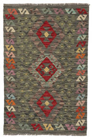  Oriental Kilim Afghan Old Style Rug 82X125 Black/Dark Yellow Wool, Afghanistan Carpetvista