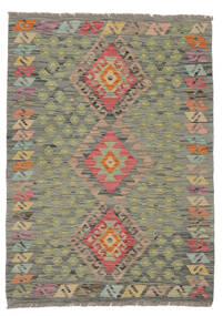 83X114 絨毯 キリム アフガン オールド スタイル オリエンタル ダークイエロー/ダークグリーン (ウール, アフガニスタン) Carpetvista