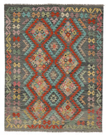 Tapis D'orient Kilim Afghan Old Style 156X196 Marron/Vert Foncé (Laine, Afghanistan)