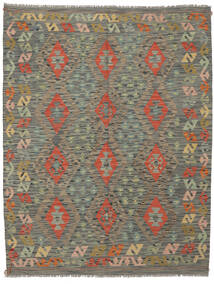 155X198 Tapis D'orient Kilim Afghan Old Style Marron/Vert Foncé (Laine, Afghanistan) Carpetvista