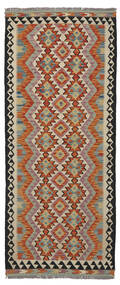 83X198 Kelim Afghan Old Stil Teppich Orientalischer Läufer Braun/Grün (Wolle, Afghanistan) Carpetvista