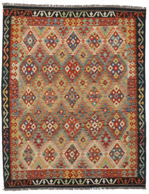  154X192 Kelim Afghan Old Style Matot Matto Tummanpunainen/Vihreä Afganistan Carpetvista