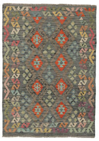  106X150 Kelim Afghan Old Style Vloerkleed Bruin/Donkergroen Afghanistan Carpetvista