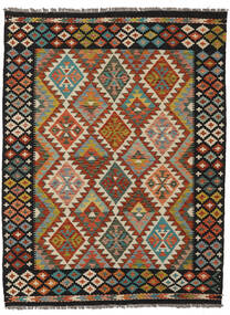  150X201 Kelim Afghan Old Style Vloerkleed Zwart/Donkerrood Afghanistan Carpetvista
