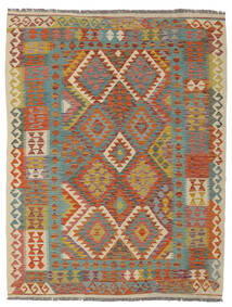 Tapis Kilim Afghan Old Style 153X196 Marron/Vert Foncé (Laine, Afghanistan)