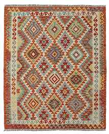  152X180 Kelim Afghan Old Style Matot Matto Tummanpunainen/Vihreä Afganistan Carpetvista
