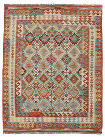  Kilim Afghan Old Style Tapis 152X195 De Laine Vert/Marron Petit Carpetvista