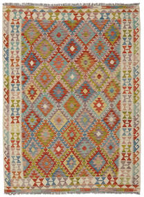 146X194 Tappeto Kilim Afghan Old Style Orientale Marrone/Beige (Lana, Afghanistan) Carpetvista