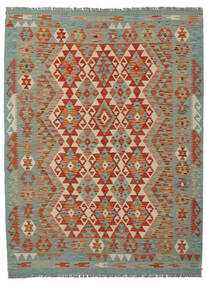 絨毯 キリム アフガン オールド スタイル 147X197 茶色/ダークグリーン (ウール, アフガニスタン)