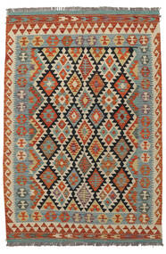  Kelim Afghan Old Style Matot 123X180 Villamatto Ruskea/Vihreä Pieni Matto Carpetvista