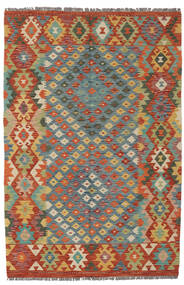 Kelim Afghan Old Style Matot Matto 125X192 Tummanpunainen/Tummanvihreä Villa, Afganistan Carpetvista