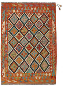  Itämainen Kelim Afghan Old Style Matot Matto 123X176 Ruskea/Tummanpunainen Villa, Afganistan Carpetvista