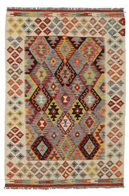 Kelim Afghan Old Style Matot Matto 125X181 Tummanpunainen/Vihreä Villa, Afganistan Carpetvista