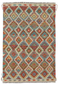  キリム アフガン オールド スタイル 絨毯 124X185 ウール ダークレッド/グリーン 小 Carpetvista