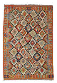 Kelim Afghan Old Style Matot Matto 129X188 Ruskea/Tummanpunainen Villa, Afganistan Carpetvista