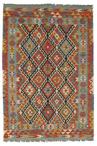 126X185 絨毯 オリエンタル キリム アフガン オールド スタイル 茶色/ダークレッド (ウール, アフガニスタン) Carpetvista